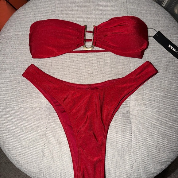 Red Bandeau Bikini Set - Picture 3 of 5